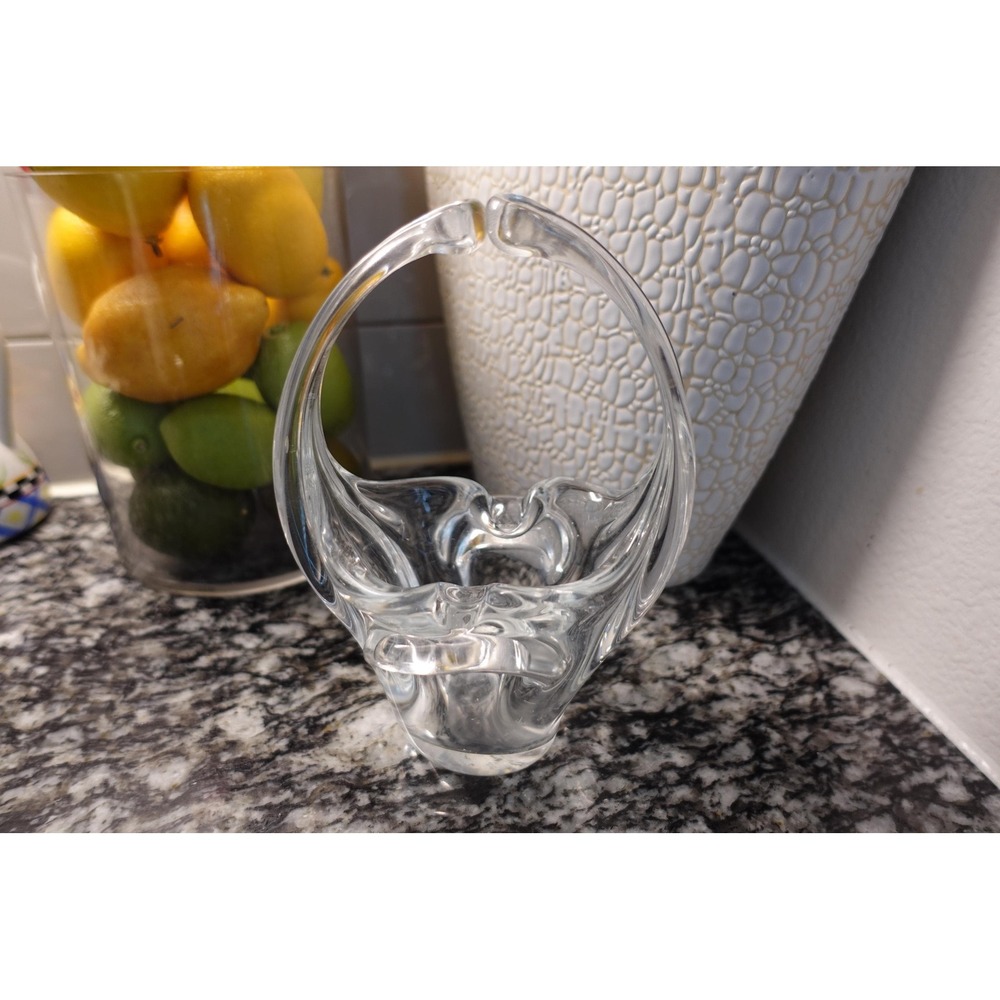 Clear Glass Small‎ Basket With Handle Candy Dish Trinket Holder Centerpiece